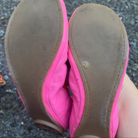 Tory Burch eddie bow women’s pink orange leather ballet flats w/ box size 7 - Picture 2 of 8